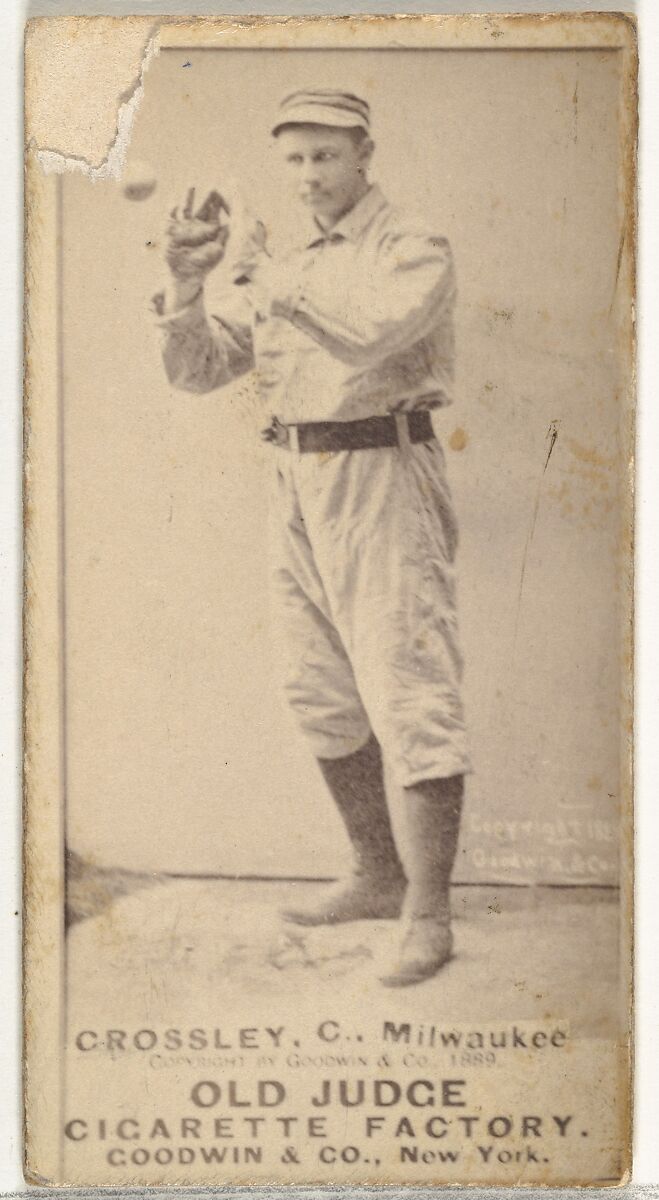 William C. Crossley, Catcher, Milwaukee, from the Old Judge series (N172) for Old Judge Cigarettes, Issued by Goodwin &amp; Company, Albumen photograph 