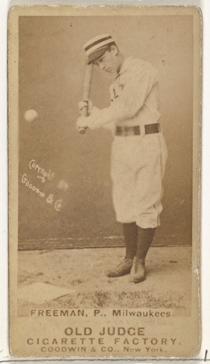 Julius Benjamin "Julie" Freeman, Pitcher, Milwaukee, from the Old Judge series (N172) for Old Judge Cigarettes, Issued by Goodwin &amp; Company, Albumen photograph 