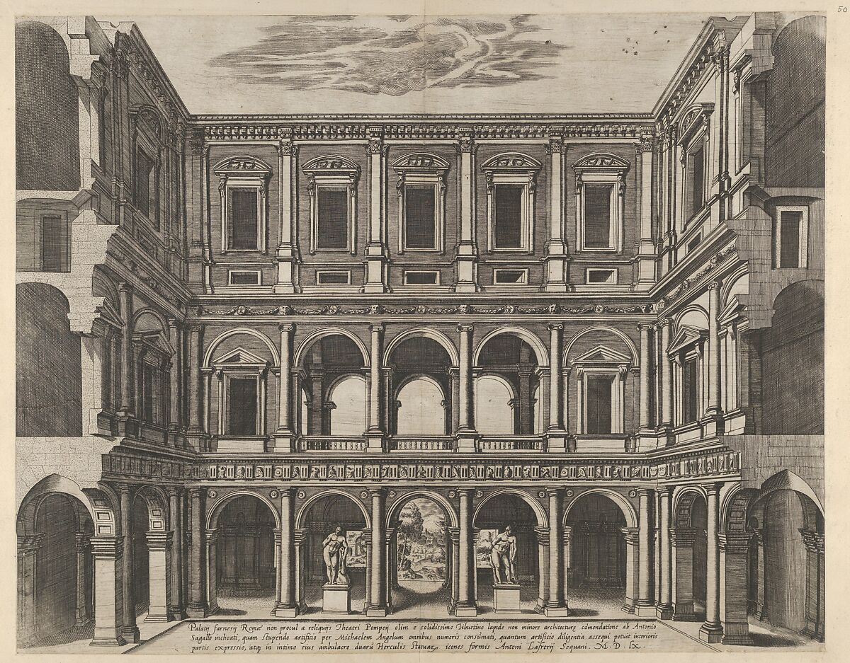 Farnese Palace Interior, from "Speculum Romanae Magnificentiae", Anonymous, Engraving and etching 