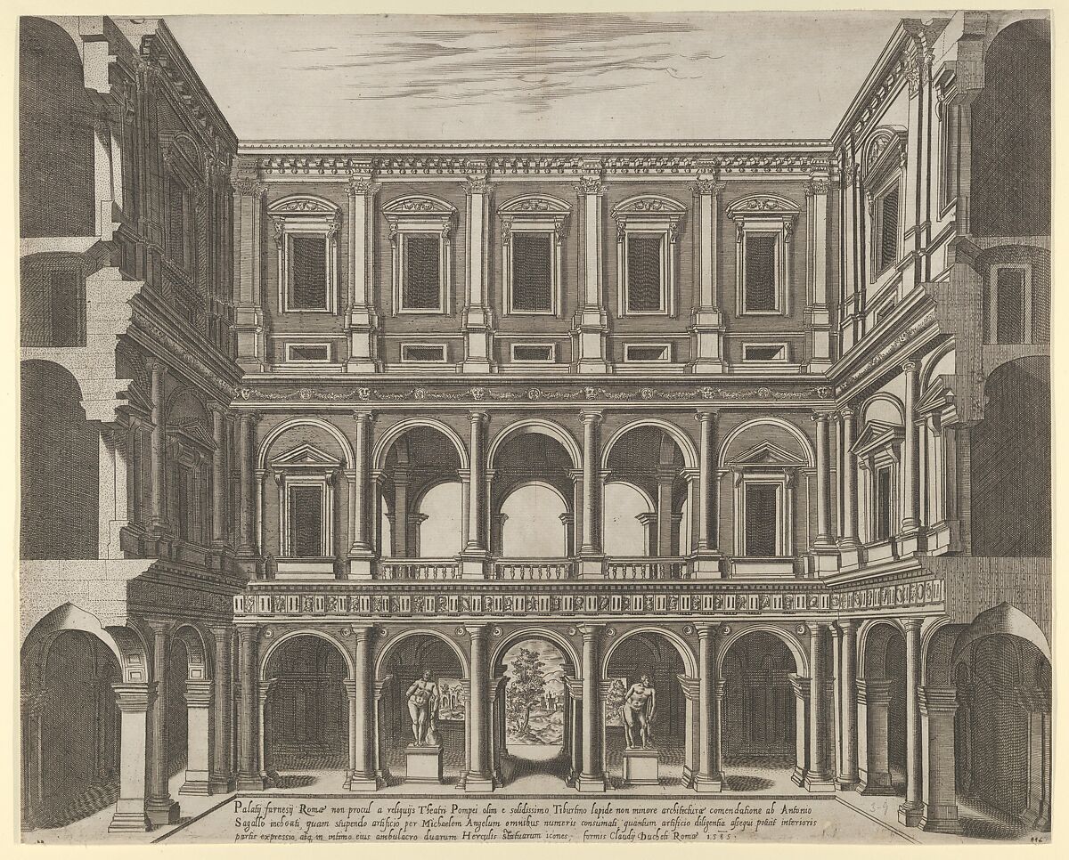 Speculum Romanae Magnificentiae: Farnese Palace Interior, Anonymous, Engraving and etching 