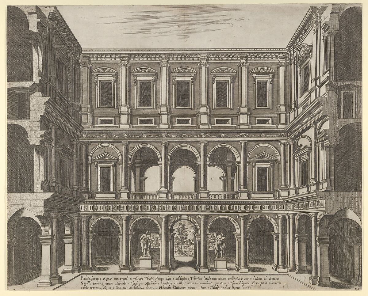 Farnese Palace Interior, from "Speculum Romanae Magnificentiae", Anonymous, Engraving and etching 