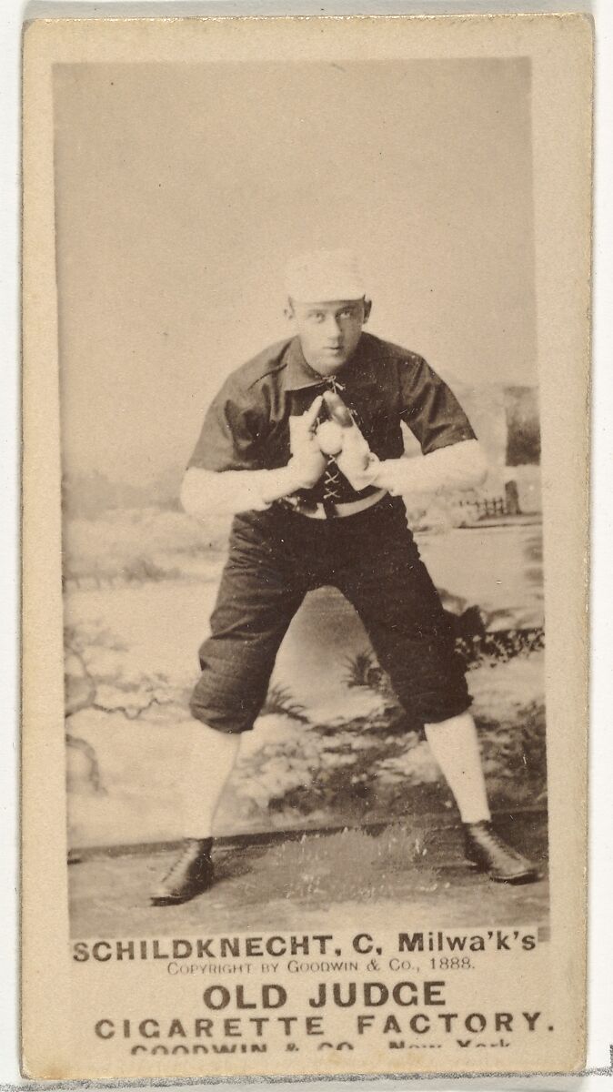 Schildknecht, Catcher, Milwaukee, from the Old Judge series (N172) for Old Judge Cigarettes, Issued by Goodwin &amp; Company, Albumen photograph 
