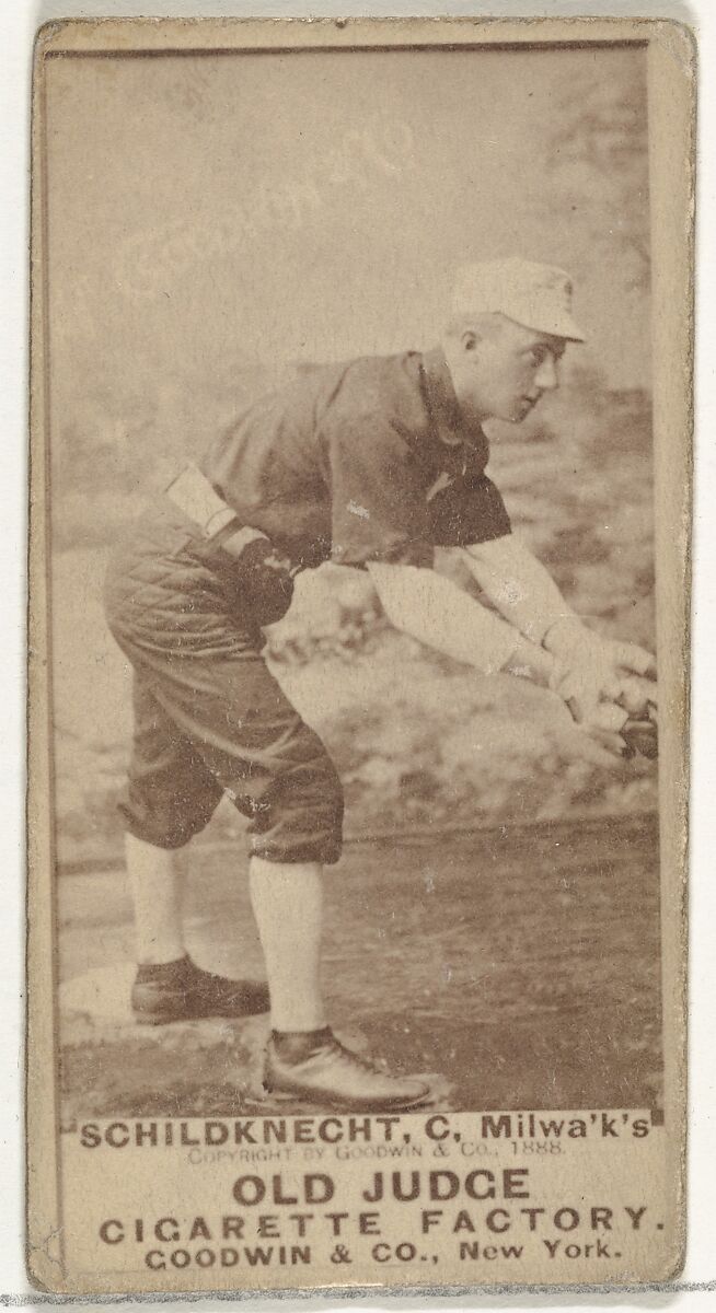 Schildknecht, Catcher, Milwaukee, from the Old Judge series (N172) for Old Judge Cigarettes, Issued by Goodwin &amp; Company, Albumen photograph 