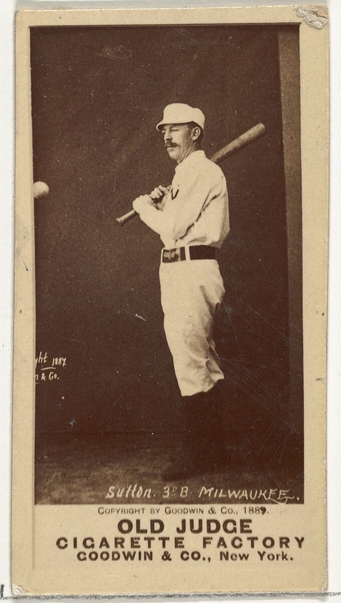 Ezra Ballou Sutton, 3rd Base, Milwaukee, from the Old Judge series (N172) for Old Judge Cigarettes, Issued by Goodwin &amp; Company, Albumen photograph 