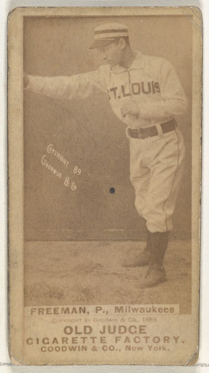 Julius Benjamin "Julie" Freeman, Pitcher, Milwaukee, from the Old Judge series (N172) for Old Judge Cigarettes, Issued by Goodwin &amp; Company, Albumen photograph 