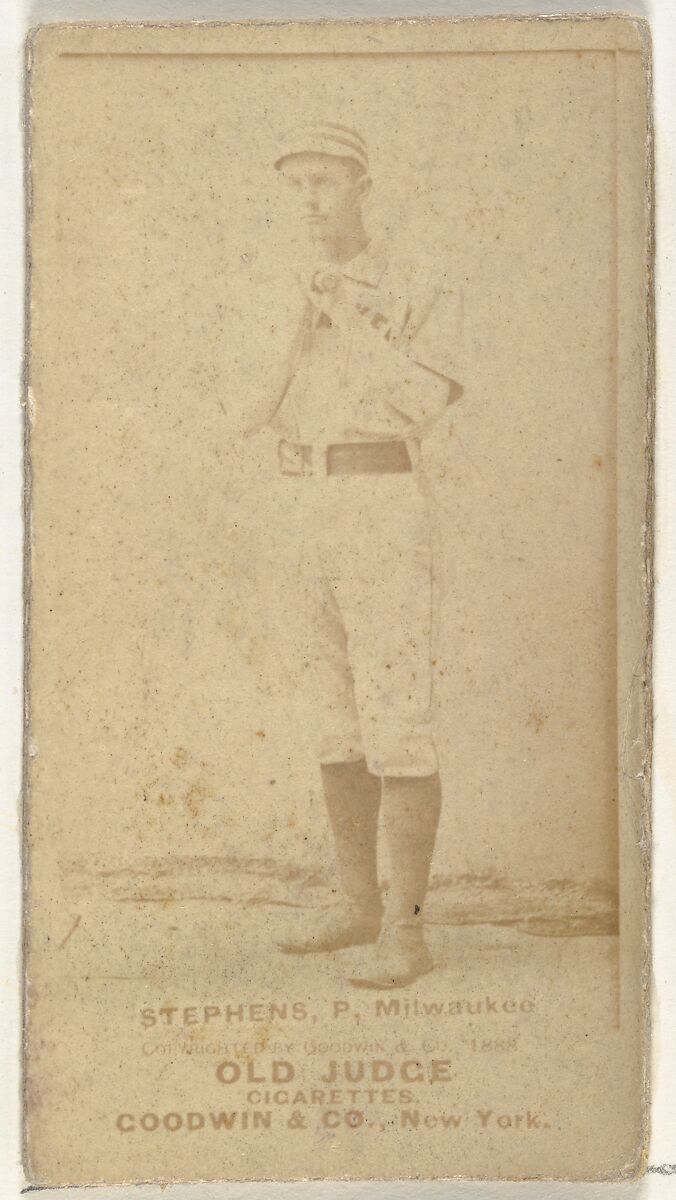 George Benjamin "Ben" Stephens, Pitcher, Milwaukee, from the Old Judge series (N172) for Old Judge Cigarettes, Issued by Goodwin &amp; Company, Albumen photograph 