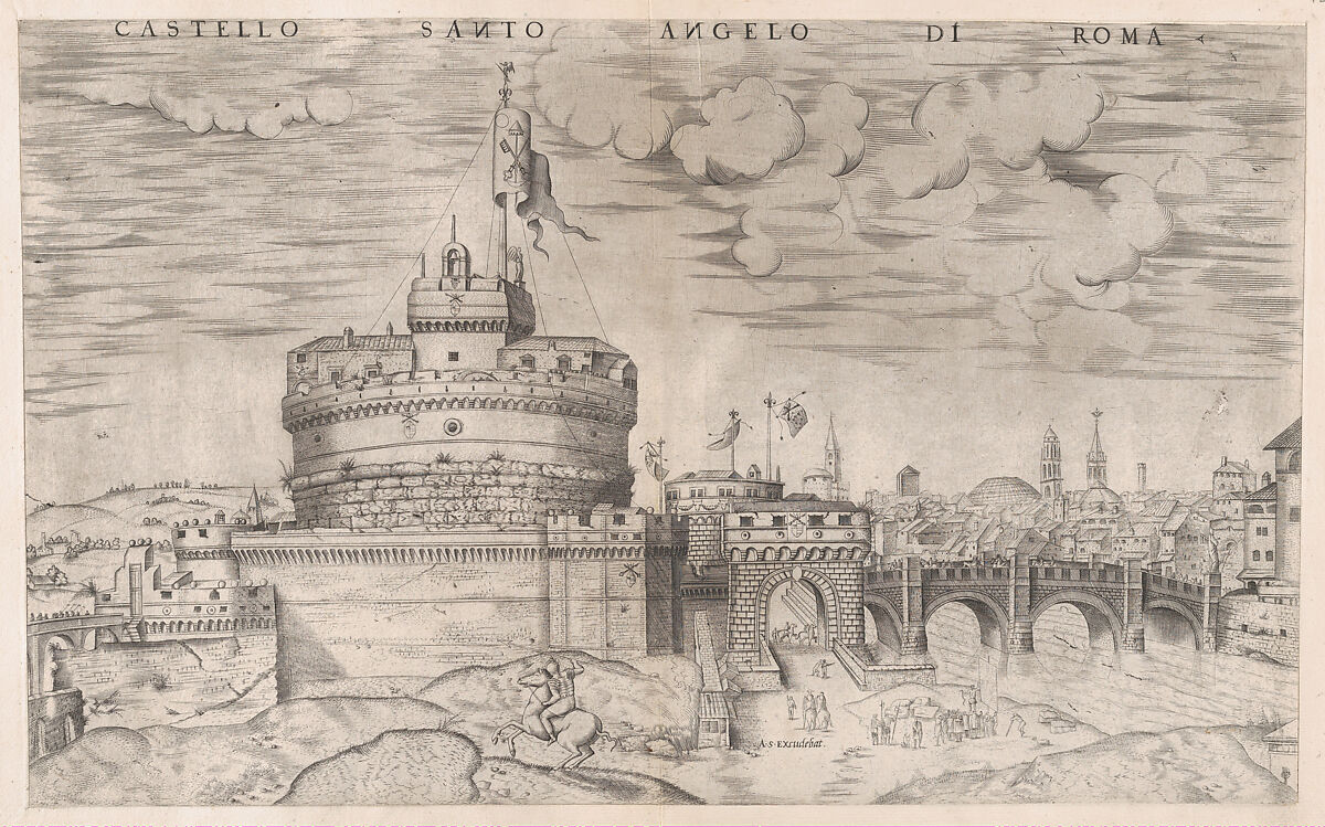 Castello Sant' Angelo, from "Speculum Romanae Magnificentiae", Anonymous, Engraving 