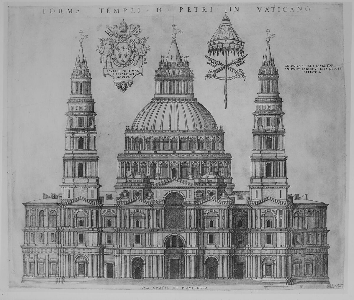St. Peter's, from "Speculum Romanae Magnificentiae", After Antonio da Sangallo, the Younger (Italian, Florence 1484–1546 Terni), Engraving