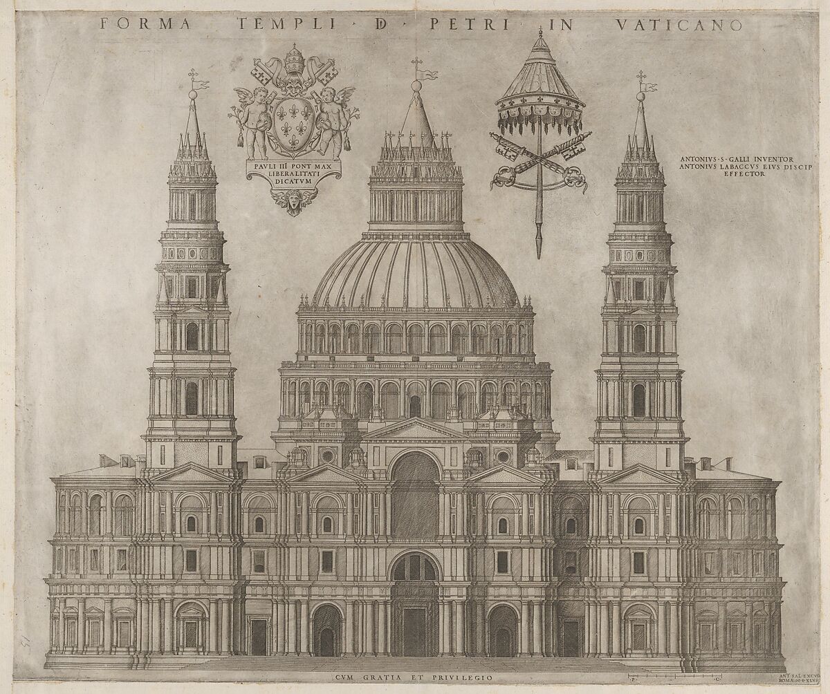 St. Peter's, from "Speculum Romanae Magnificentiae", After Antonio da Sangallo, the Younger (Italian, Florence 1484–1546 Terni), Engraving 