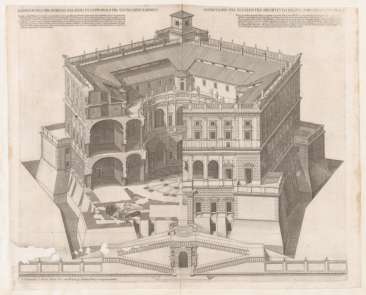 Farnese Palace, from "Speculum Romanae Magnificentiae", Francesco Villamena (Italian, Assisi ca. 1565–1624 Rome), Engraving 