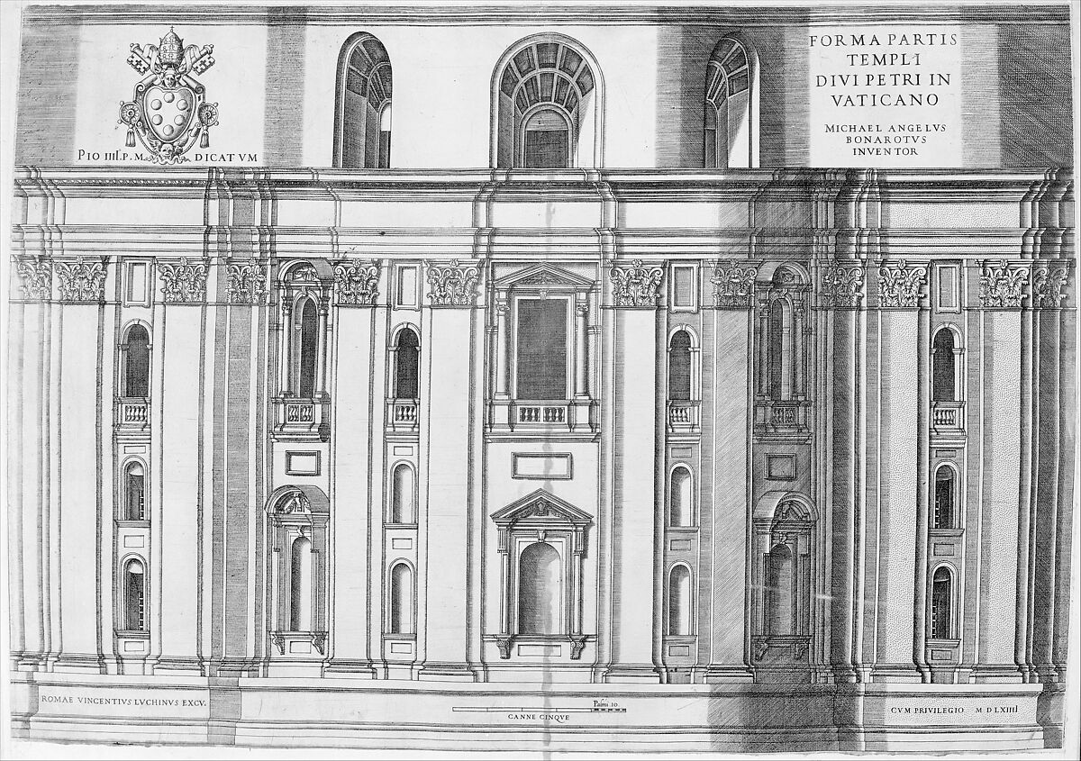 St. Peter's, from "Speculum Romanae Magnificentiae", Vincenzo Luchino (Italian, active Rome and Venice from 1552, died Venice (?), 1569/71), Engraving