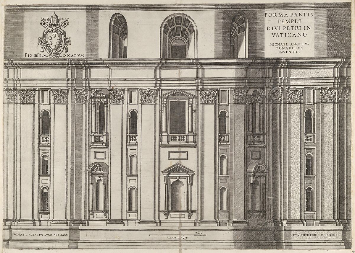 St. Peter's, from "Speculum Romanae Magnificentiae", Vincenzo Luchino (Italian, active Rome and Venice from 1552, died Venice (?), 1569/71), Engraving 