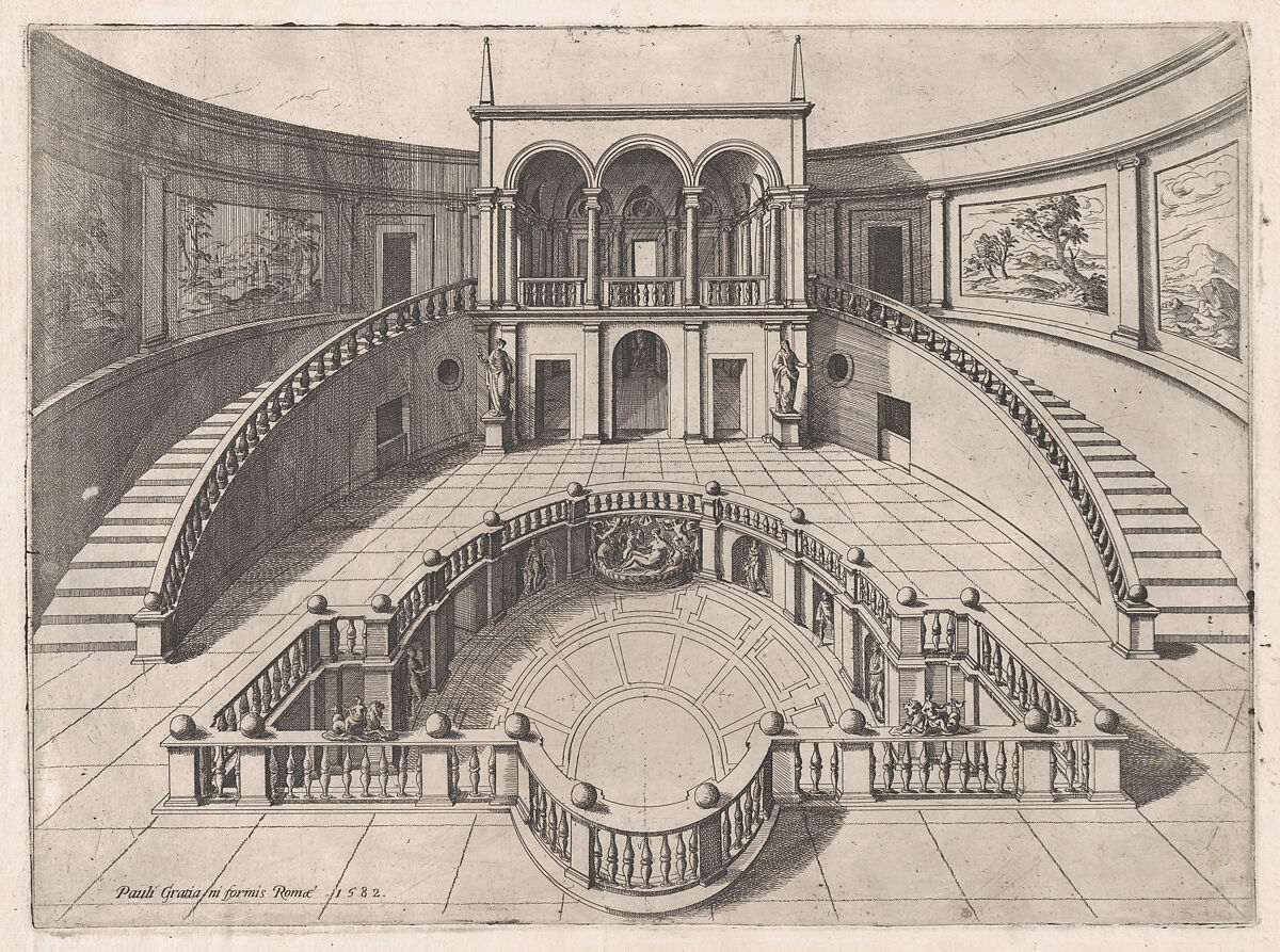 The Great Hall within the Farnese Palace, from "Speculum Romanae Magnificentiae", Anonymous, Engraving and etching 