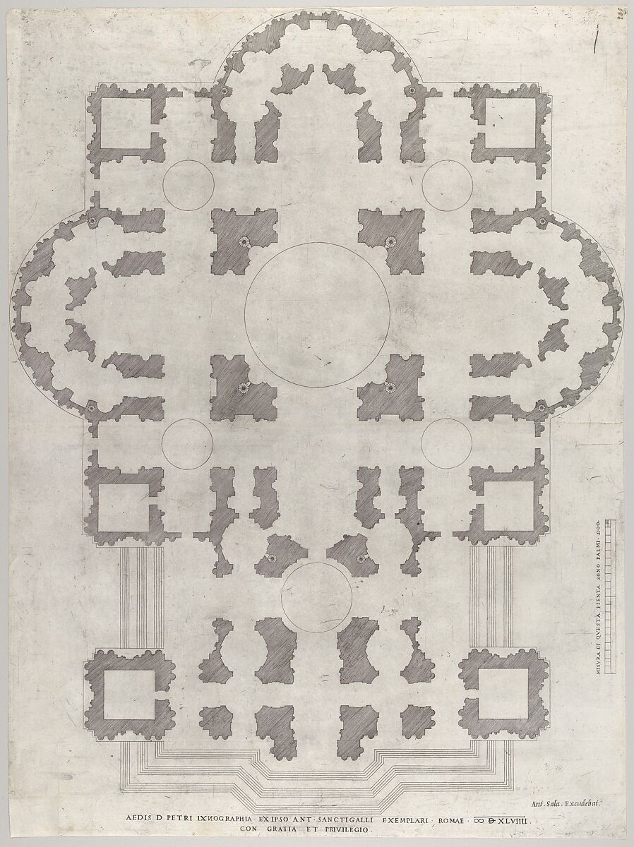 Plan of St. Peter's, from "Speculum Romanae Magnificentiae", After Antonio da Sangallo, the Younger (Italian, Florence 1484–1546 Terni), Engraving 