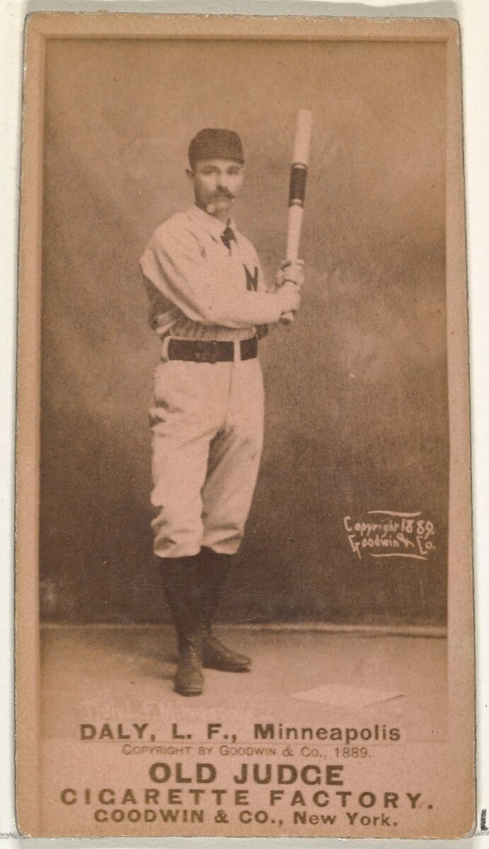 James J. "Sun" Daly, Left Field, Minneapolis, from the Old Judge series (N172) for Old Judge Cigarettes, Issued by Goodwin &amp; Company, Albumen photograph 