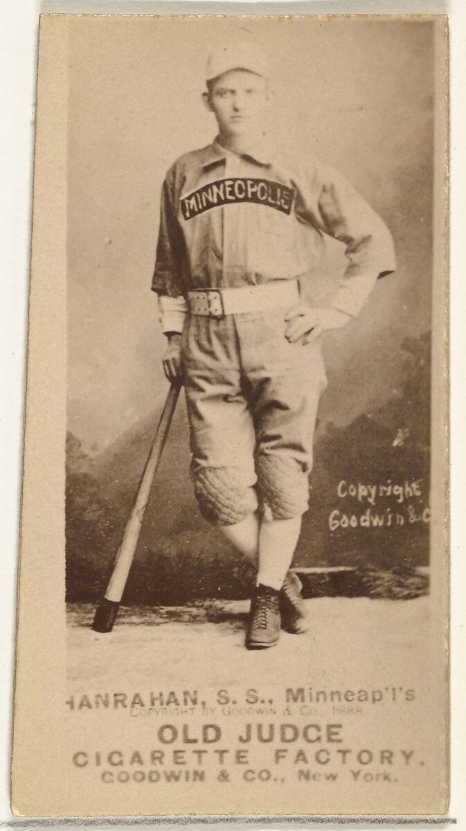 William T. "Red" Hanrahan, Shortstop, Minneapolis, from the Old Judge series (N172) for Old Judge Cigarettes, Issued by Goodwin &amp; Company, Albumen photograph 