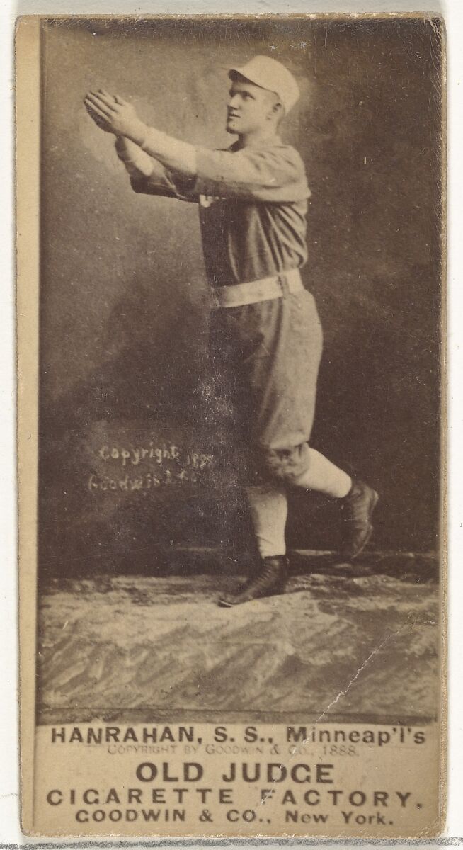 William T. "Red" Hanrahan, Shortstop, Minneapolis, from the Old Judge series (N172) for Old Judge Cigarettes, Issued by Goodwin &amp; Company, Albumen photograph 