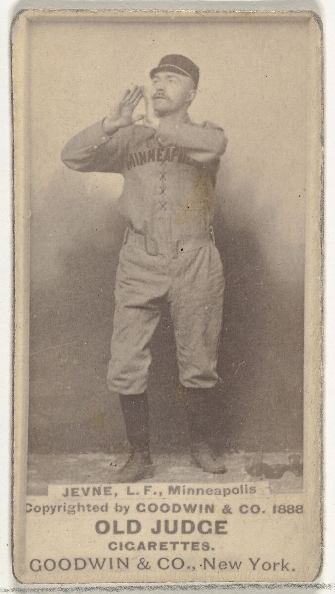 Frederick B. "Ned" Jevne, Left Field, Minneapolis, from the Old Judge series (N172) for Old Judge Cigarettes, Issued by Goodwin &amp; Company, Albumen photograph 