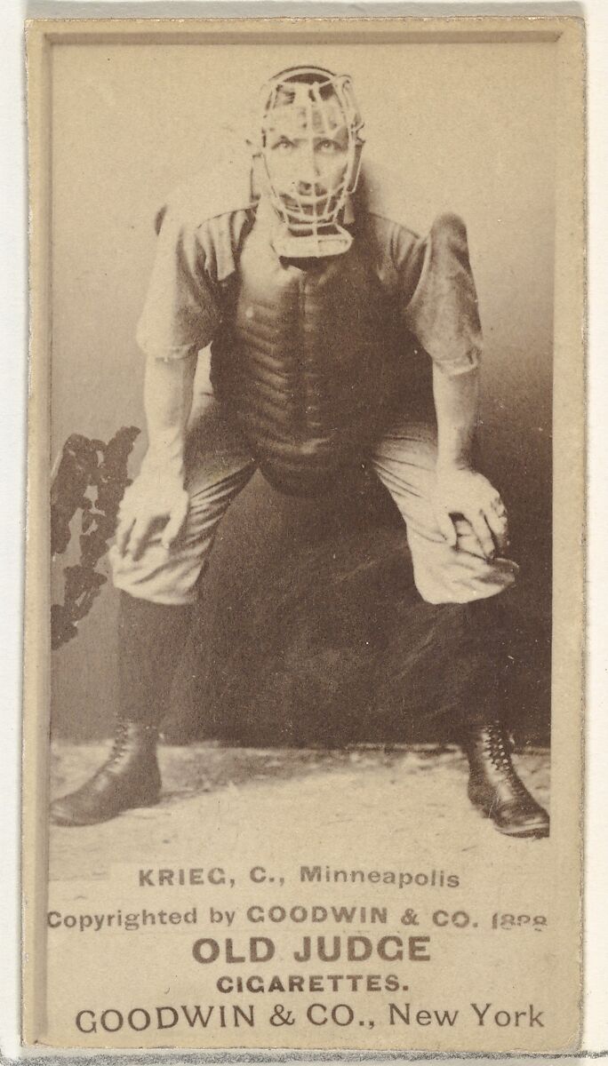William Frederick "Bill" Krieg, Catcher, Minneapolis, from the Old Judge series (N172) for Old Judge Cigarettes, Issued by Goodwin &amp; Company, Albumen photograph