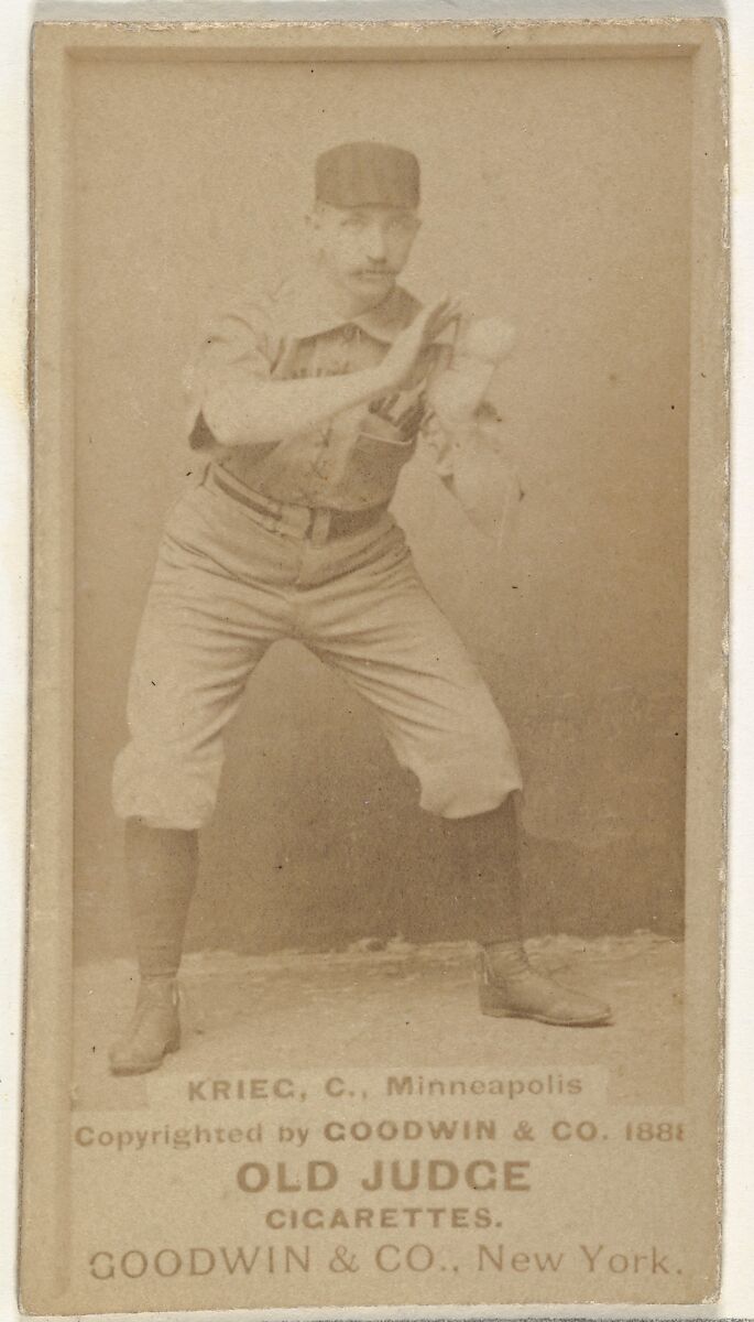 William Frederick "Bill" Krieg, Catcher, Minneapolis, from the Old Judge series (N172) for Old Judge Cigarettes, Issued by Goodwin &amp; Company, Albumen photograph 
