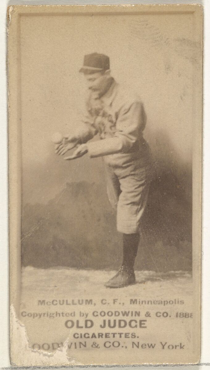 Thomas McCallum, Center Field, Minneapolis, from the Old Judge series (N172) for Old Judge Cigarettes, Issued by Goodwin &amp; Company, Albumen photograph