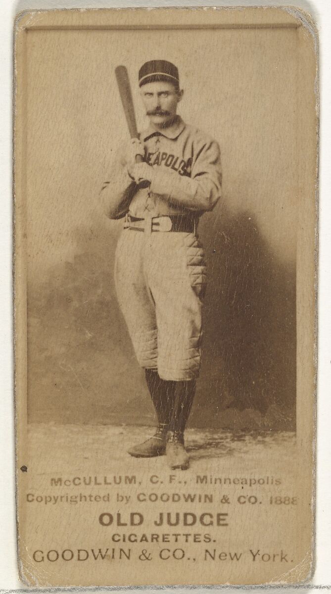 Thomas McCallum, Center Field, Minneapolis, from the Old Judge series (N172) for Old Judge Cigarettes, Issued by Goodwin &amp; Company, Albumen photograph 