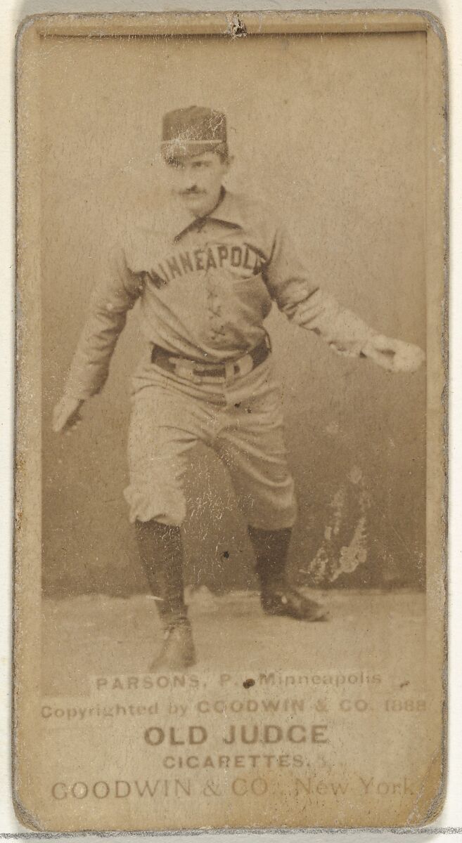 Charles James "Charlie" Parsons, Pitcher, Minneapolis, from the Old Judge series (N172) for Old Judge Cigarettes, Issued by Goodwin &amp; Company, Albumen photograph 