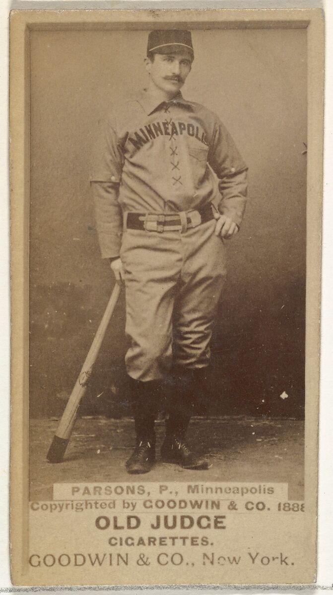Charles James "Charlie" Parsons, Pitcher, Minneapolis, from the Old Judge series (N172) for Old Judge Cigarettes, Issued by Goodwin &amp; Company, Albumen photograph 