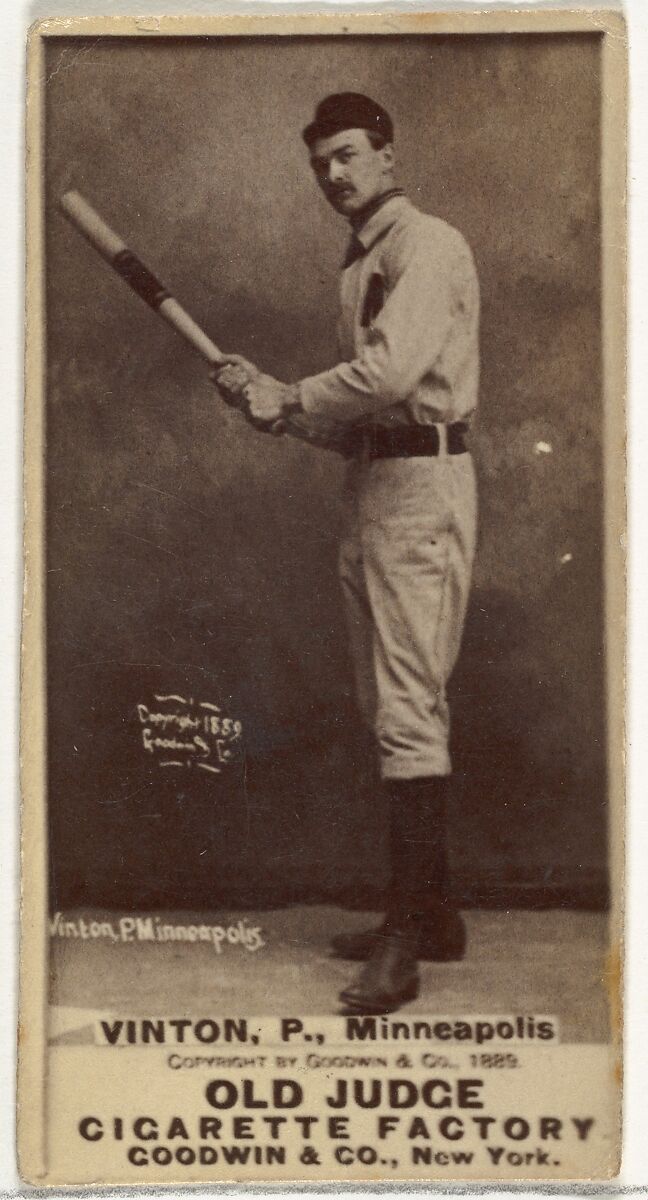 William Miller "Bill" Vinton, Pitcher, Minneapolis, from the Old Judge series (N172) for Old Judge Cigarettes, Issued by Goodwin &amp; Company, Albumen photograph 