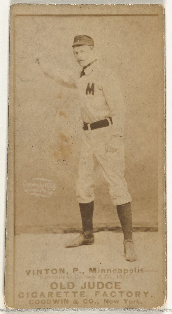 William Miller "Bill" Vinton, Pitcher, Minneapolis, from the Old Judge series (N172) for Old Judge Cigarettes, Issued by Goodwin &amp; Company, Albumen photograph 