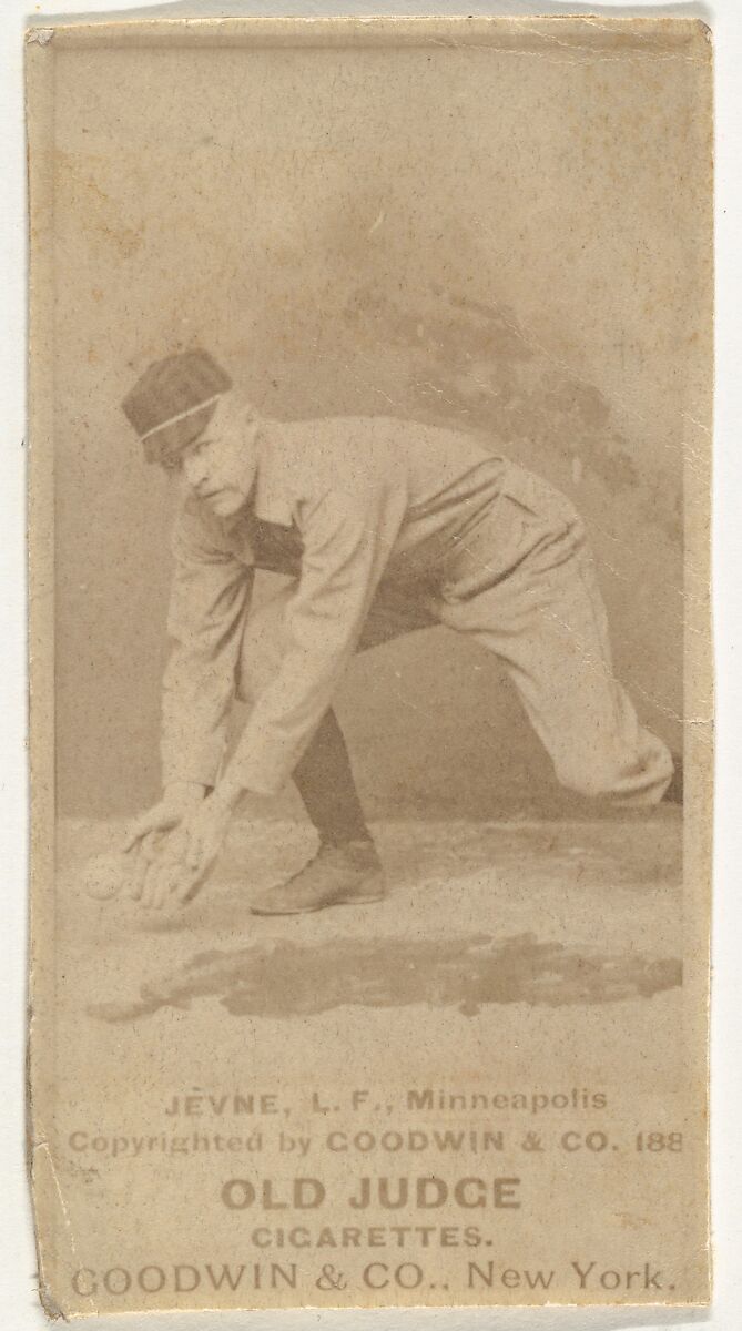 Frederick B. "Ned" Jevne, Left Field, Minneapolis, from the Old Judge series (N172) for Old Judge Cigarettes, Issued by Goodwin &amp; Company, Albumen photograph 