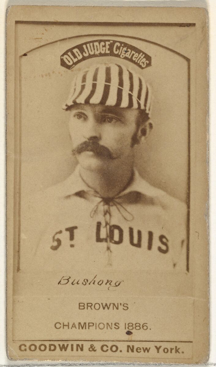 Albert John "Doc" Bushong, Catcher, St. Louis Browns, from the Old Judge series (N172) for Old Judge Cigarettes, Issued by Goodwin &amp; Company, Albumen photograph 
