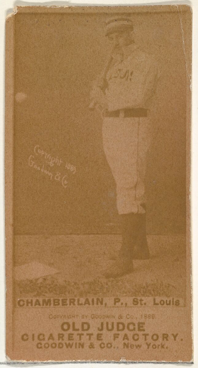 Elton P. "Ice Box" Chamberlain, Pitcher, St. Louis Browns, from the Old Judge series (N172) for Old Judge Cigarettes, Issued by Goodwin &amp; Company, Albumen photograph 