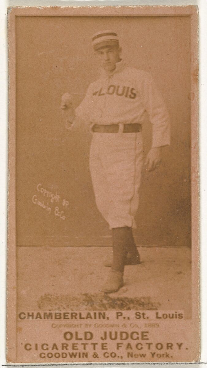 Elton P. "Ice Box" Chamberlain, Pitcher, St. Louis Browns, from the Old Judge series (N172) for Old Judge Cigarettes, Issued by Goodwin &amp; Company, Albumen photograph 