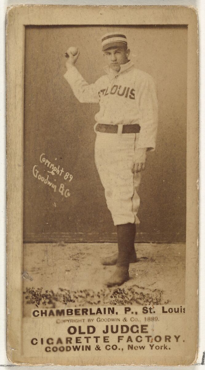 Elton P. "Ice Box" Chamberlain, Pitcher, St. Louis Browns, from the Old Judge series (N172) for Old Judge Cigarettes, Issued by Goodwin &amp; Company, Albumen photograph 