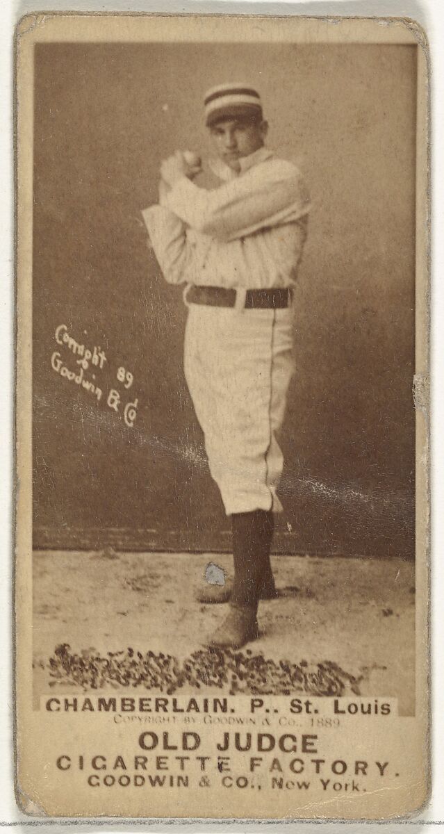 Elton P. "Ice Box" Chamberlain, Pitcher, St. Louis Browns, from the Old Judge series (N172) for Old Judge Cigarettes, Issued by Goodwin &amp; Company, Albumen photograph 