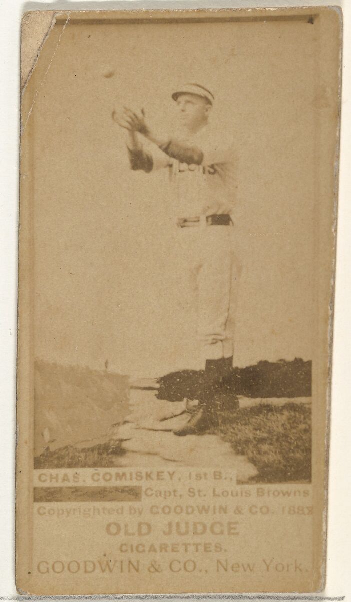 Charles Albert "The Old Roman" Comiskey, 1st Base and Manager, St. Louis Browns, from the Old Judge series (N172) for Old Judge Cigarettes, Issued by Goodwin &amp; Company, Albumen photograph 