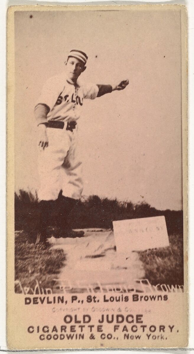 James H. "Jim" Devlin, Pitcher, St. Louis Browns, from the Old Judge series (N172) for Old Judge Cigarettes, Issued by Goodwin &amp; Company, Albumen photograph 