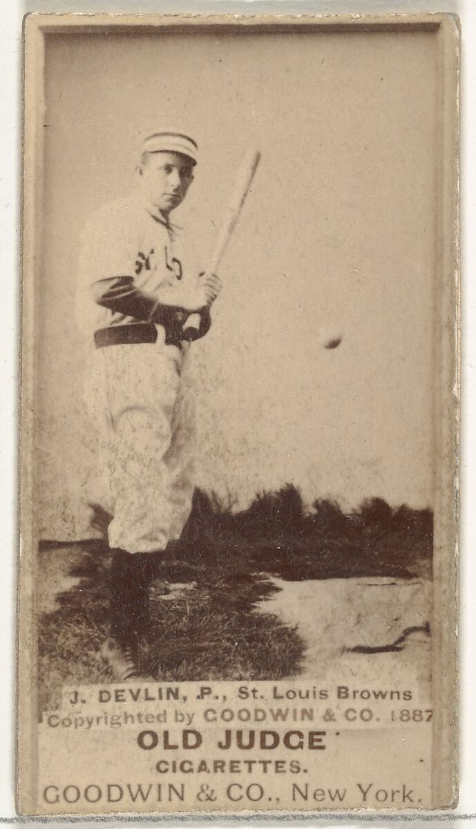 James H. "Jim" Devlin, Pitcher, St. Louis Browns, from the Old Judge series (N172) for Old Judge Cigarettes, Issued by Goodwin &amp; Company, Albumen photograph 