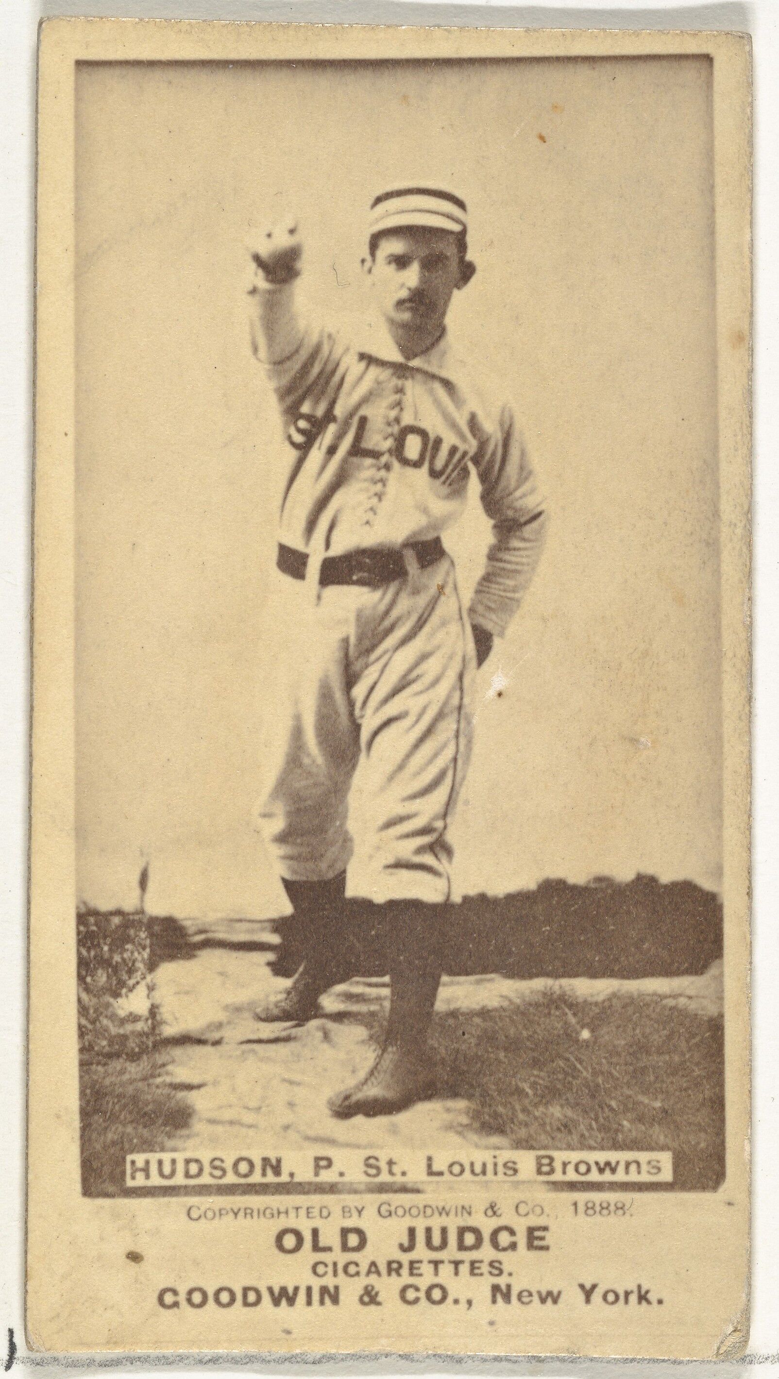 Nathaniel P. "Nat" Hudson, Pitcher, St. Louis Browns, from the Old Judge series (N172) for Old Judge Cigarettes, Issued by Goodwin &amp; Company, Albumen photograph 