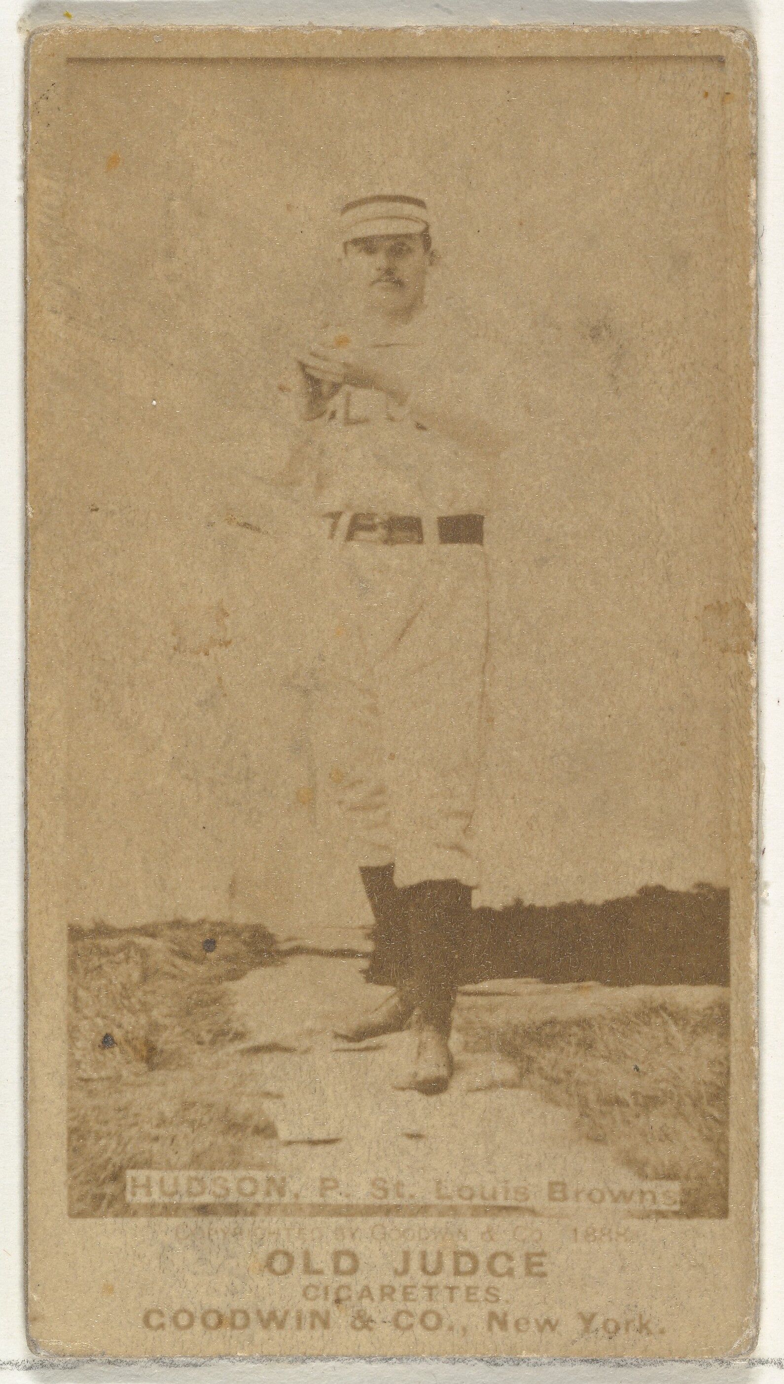 Nathaniel P. "Nat" Hudson, Pitcher, St. Louis Browns, from the Old Judge series (N172) for Old Judge Cigarettes, Issued by Goodwin &amp; Company, Albumen photograph 