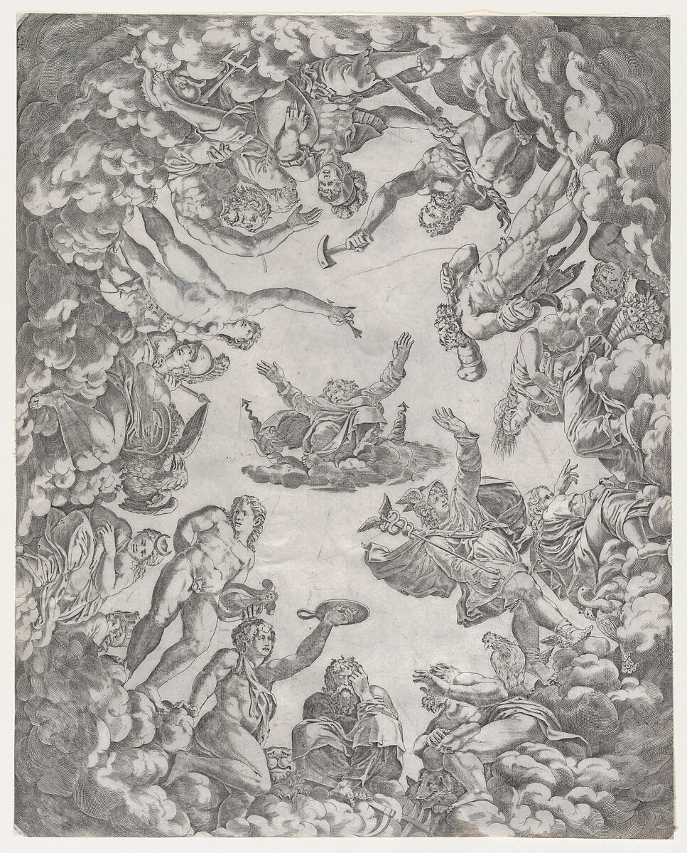 Sistine Frescoes, from "Speculum Romanae Magnificentiae", Attributed to René Boyvin (French, Angers ca. 1525–1598 or 1625/6 Angers), Engraving; second state of two (Robert-Dumesnil) 