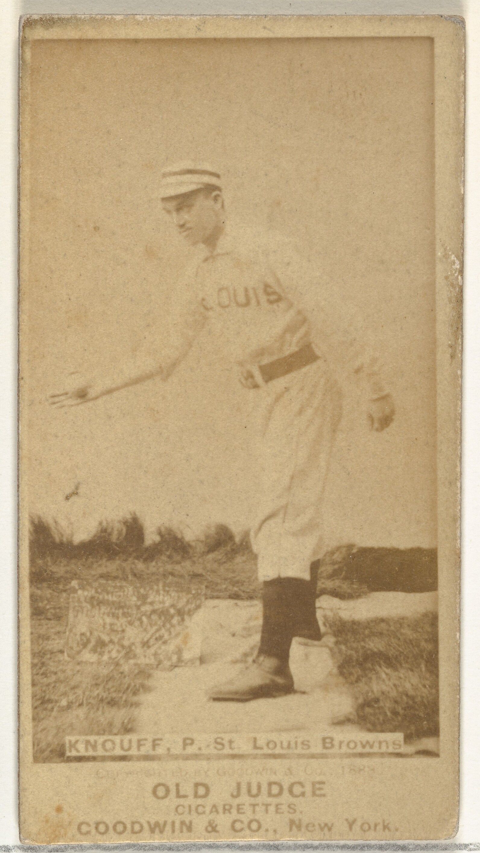 Edward Augustine "Ed" Knouff, Pitcher, St. Louis Browns, from the Old Judge series (N172) for Old Judge Cigarettes, Issued by Goodwin &amp; Company, Albumen photograph 