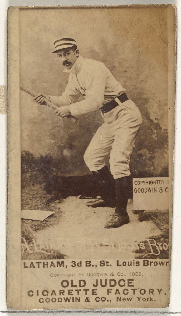Arlie Latham, 3rd Base, St. Louis Browns, from the Old Judge series (N172) for Old Judge Cigarettes, Issued by Goodwin &amp; Company, Albumen photograph 