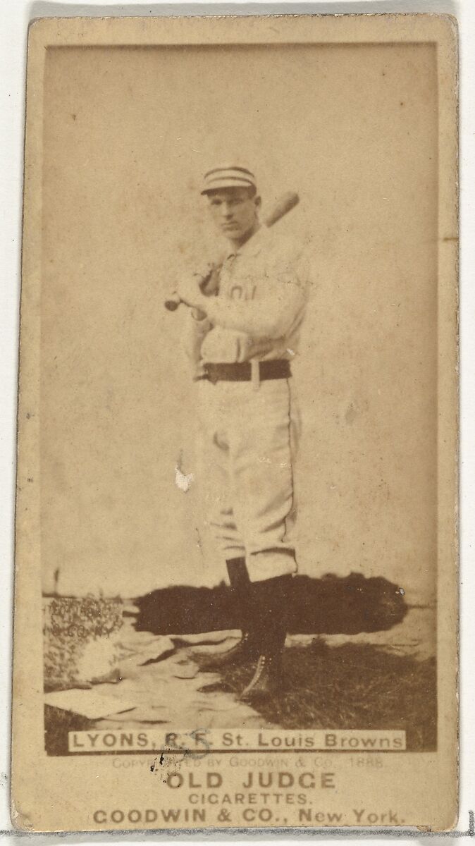 Harry Lyons, Right Field, St. Louis Browns, from the Old Judge series (N172) for Old Judge Cigarettes, Issued by Goodwin &amp; Company, Albumen photograph 