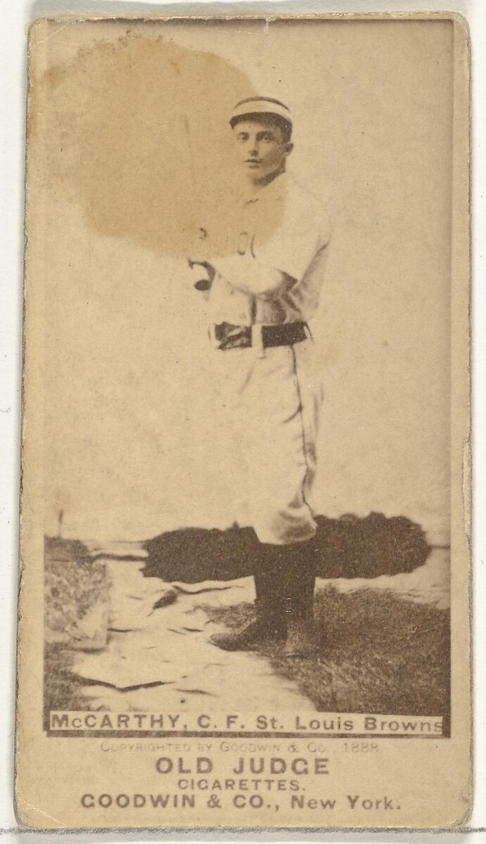 Tommy McCarthy, Center Field, St. Louis Browns, from the Old Judge series (N172) for Old Judge Cigarettes, Issued by Goodwin &amp; Company, Albumen photograph 