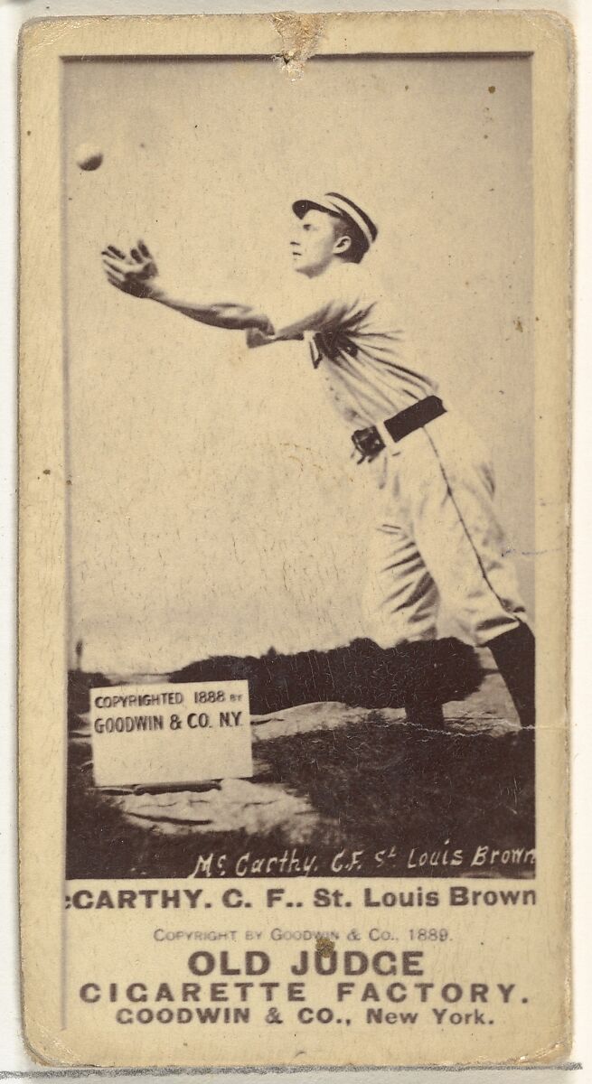 Tommy McCarthy, Center Field, St. Louis Browns, from the Old Judge series (N172) for Old Judge Cigarettes, Issued by Goodwin &amp; Company, Albumen photograph 