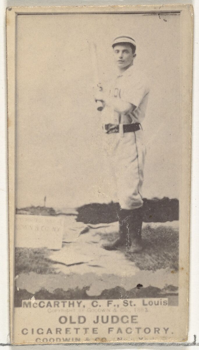 Tommy McCarthy, Center Field, St. Louis Browns, from the Old Judge series (N172) for Old Judge Cigarettes, Issued by Goodwin &amp; Company, Albumen photograph 