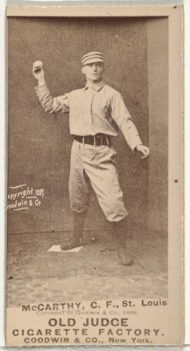 Tommy McCarthy, Center Field, St. Louis Browns, from the Old Judge series (N172) for Old Judge Cigarettes, Issued by Goodwin &amp; Company, Albumen photograph 