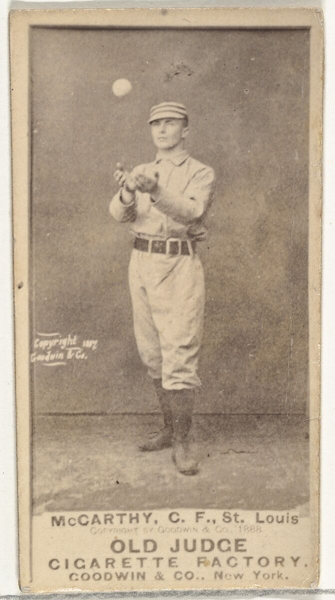 Tommy McCarthy, Center Field, St. Louis Browns, from the Old Judge series (N172) for Old Judge Cigarettes, Issued by Goodwin &amp; Company, Albumen photograph 